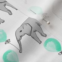 elephant balloon nursery fabric baby watercolor aqua and grey