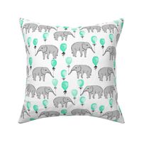 elephant balloon nursery fabric baby watercolor aqua and grey