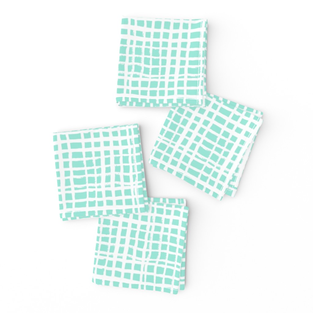 mint grid fabric