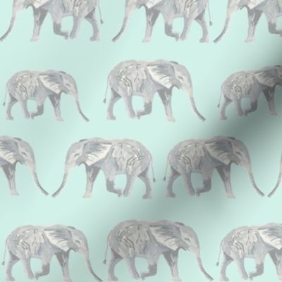 elephant fabric watercolor nursery baby design - mint