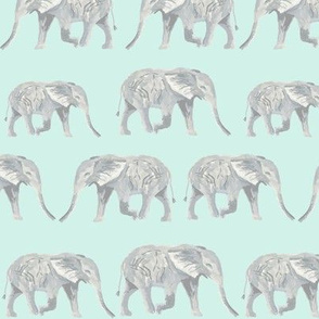 elephant fabric watercolor nursery baby design - mint