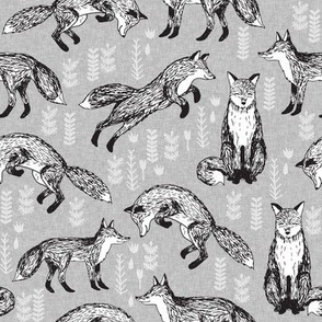 fox fabric // woodland forest hand-drawn illustration cute foxes for nursery baby kids prints