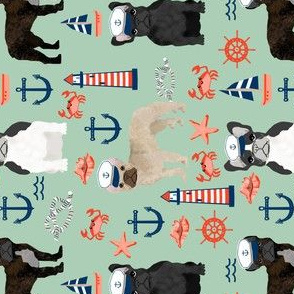 french bulldog nautical fabric summer nantucket anchors design - mint railroad