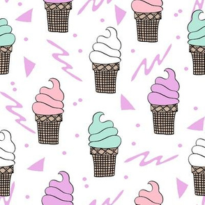 ice cream fabric // 80s 90s rad waffle cone food kawaii design - pastel