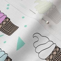 ice cream fabric // 80s 90s rad waffle cone food kawaii design - purple and mint