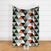 Orange Mint Grey Triangle Wholecloth Quilt