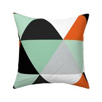 Orange Mint Grey Triangle Wholecloth Quilt