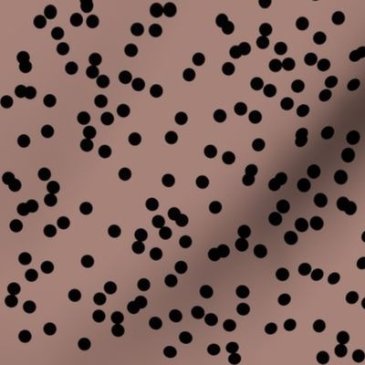 Confetti dots - small dots black on dusty cedar mauve