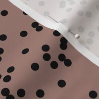 Confetti dots - small dots black on dusty cedar mauve