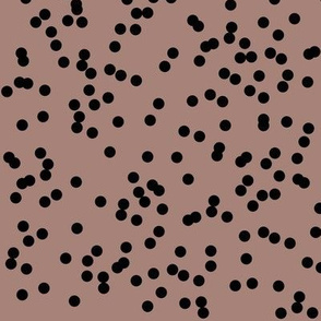 Confetti dots - small dots black on dusty cedar mauve