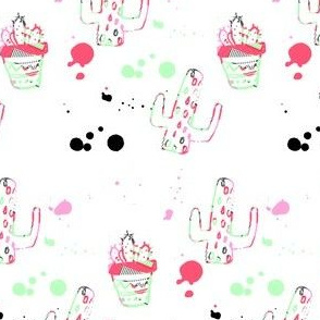 4" 80s Cactus Doodle Coral & Green