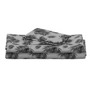 Palm leaves - black on grey winter palm leaf || by sunny afternoon