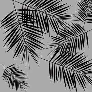 Palm leaves - black on grey winter palm leaf || by sunny afternoon