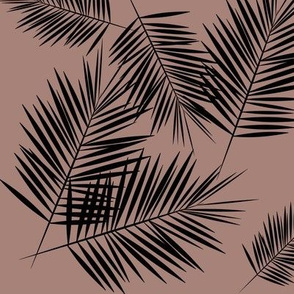 Palm leaves - black on dusty cedar Palm leaf Palm tree tropical winter || by sunny afternoon