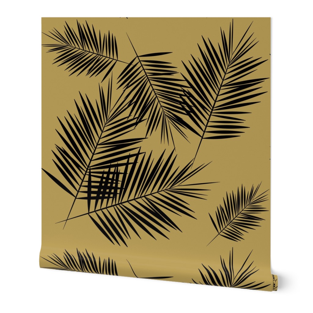 palm leaves - black on mustard ||by sunny afternoon