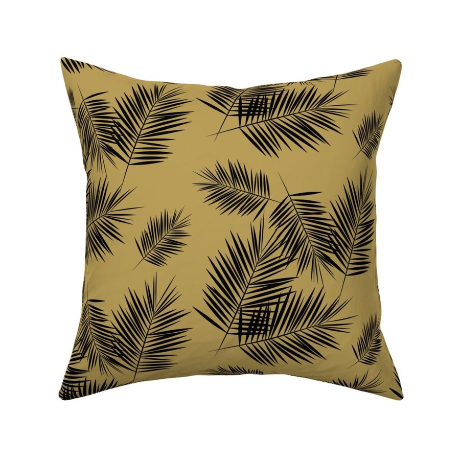 palm leaves - black on mustard ||by sunny afternoon