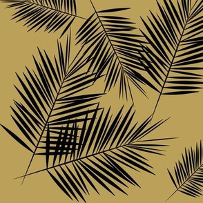 palm leaves - black on mustard ||by sunny afternoon