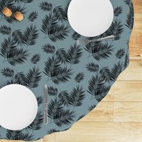 Palm leaves - palm leaf tropical, dusty blue and black || by sunny afternoon