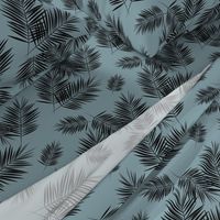 Palm leaves - palm leaf tropical, dusty blue and black || by sunny afternoon
