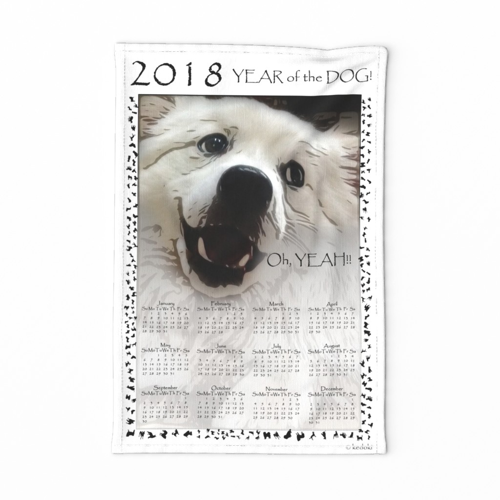 Tea Towel 2018 Year of the Dog - Oh Yeah by kedoki