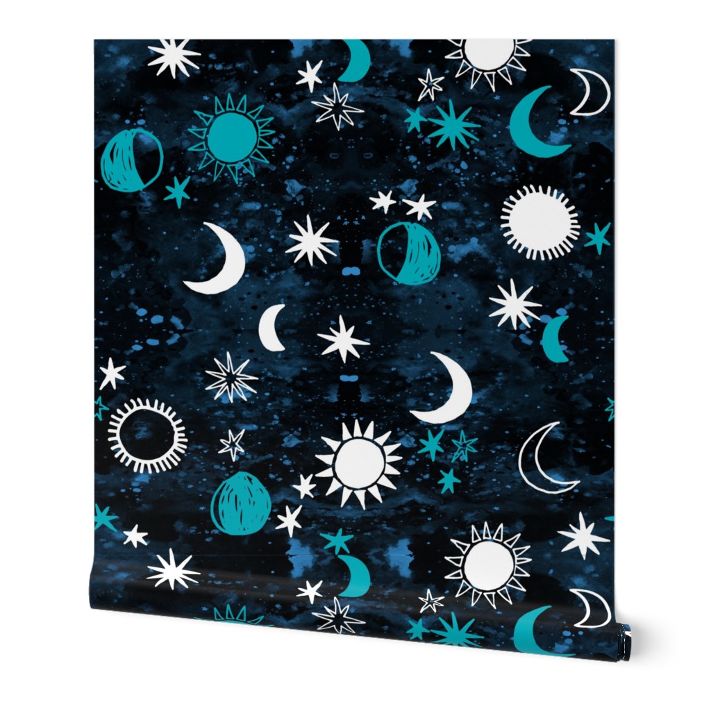 night sky galaxy fabric // nursery baby night sky nursery aqua