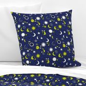 night sky galaxy fabric // nursery baby night sky nursery dark blue and yellow