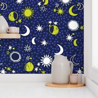 night sky galaxy fabric // nursery baby night sky nursery dark blue and yellow