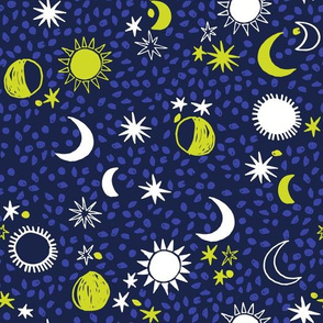 night sky galaxy fabric // nursery baby night sky nursery dark blue and yellow