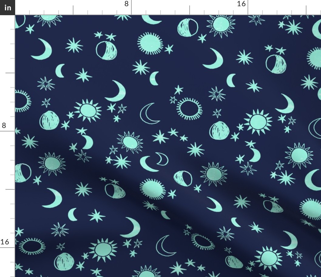 night sky galaxy fabric // nursery baby night sky nursery dark navy and aqua