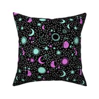 night sky galaxy fabric // nursery baby night sky nursery purple and mint