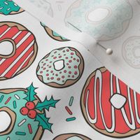 Christmas Holidays Donuts with Stars & Sprinkles Mint on White