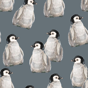 Penguin friends on blue - larger scale