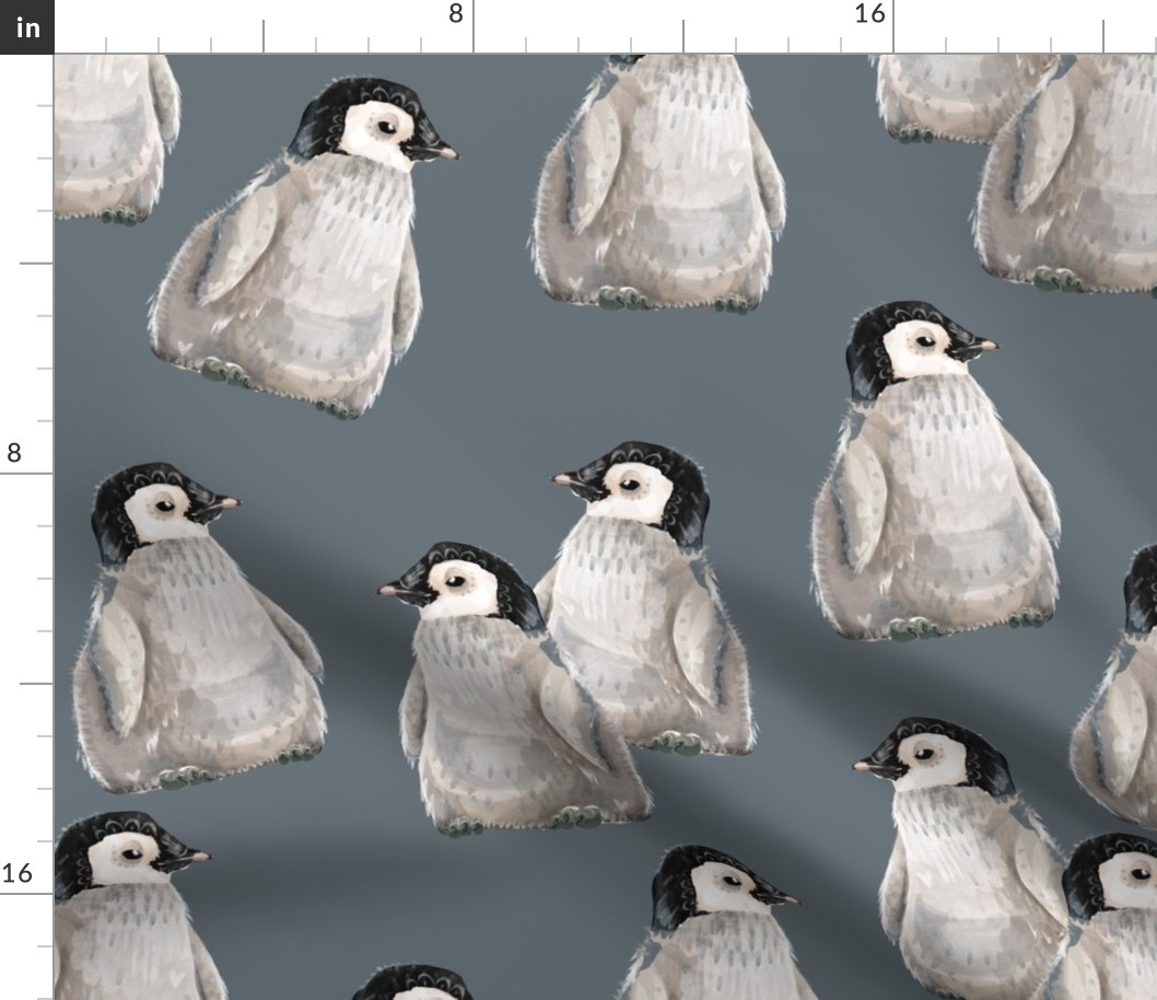 Penguin friends on blue - larger scale