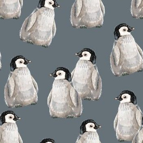 Penguin Friends on blue - smaller scale