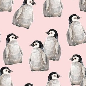 Penguin Friends on pink - smaller scale