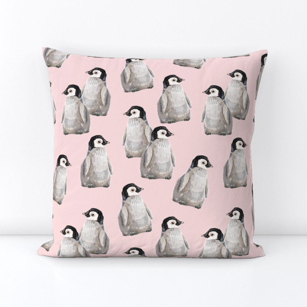 Penguin Friends on pink - larger scale