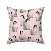 Penguin Friends on pink - larger scale