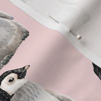 Penguin Friends on pink - larger scale