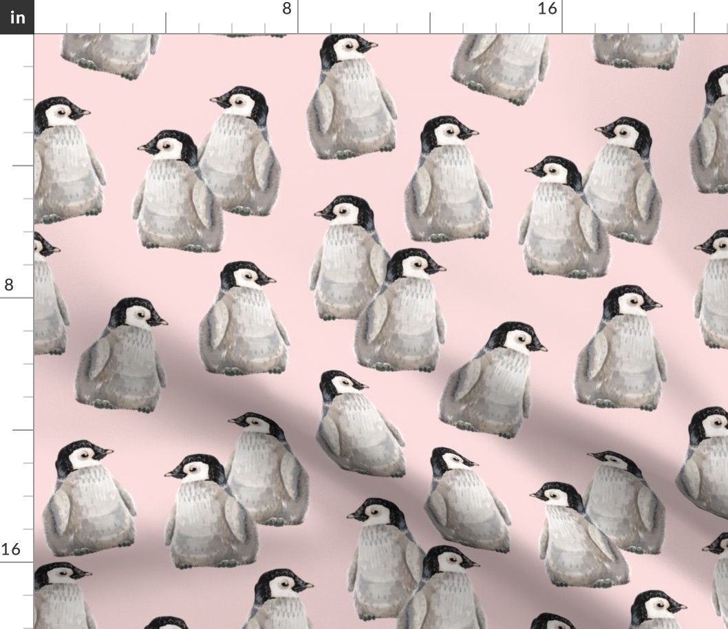 Penguin Friends on pink - larger scale