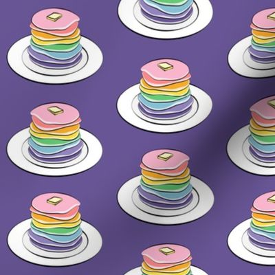 rainbow pancake stacks on purple