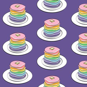 rainbow pancake stacks on purple
