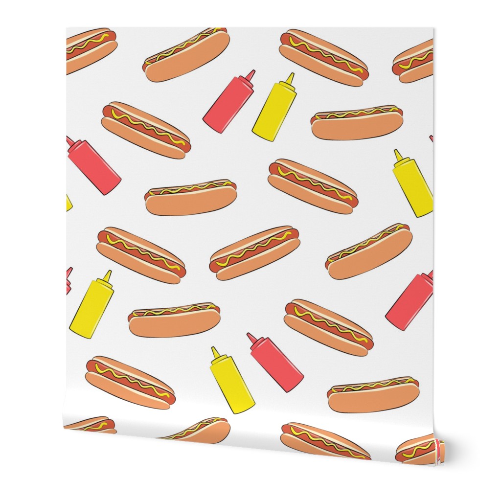 hot dogs with condiments