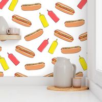 hot dogs with condiments
