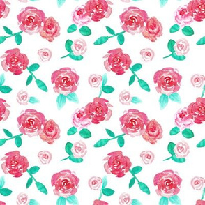 Deep Pink Watercolor Roses Pattern