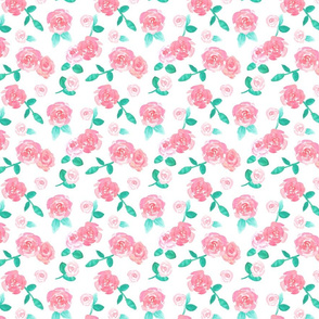 Watercolor Pink Roses Floral Pattern