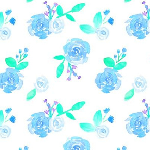 Blush Blue Watercolor Roses Floral Pattern