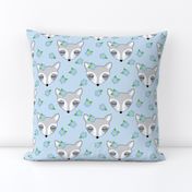 large raccoons-with-forget-me-nots-on-blue