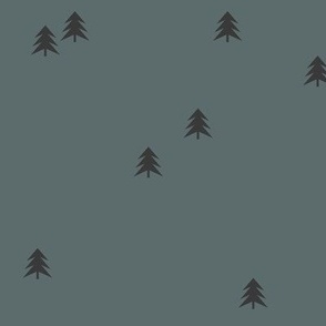 Spruce Christmas tree - black on dusty ocean blue || by sunny afternoon