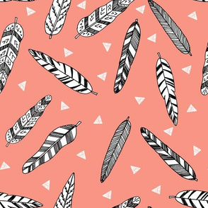 feathers fabric // nursery baby southwest nursery boho design - coral