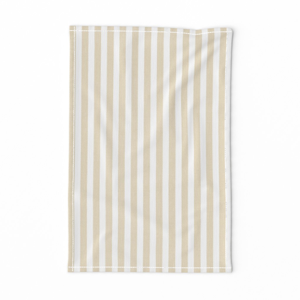 Denim Stripes . Sand White Chambray